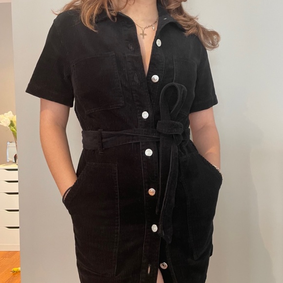 Topshop Navy Corduroy Dress (Petite) - Picture 4 of 7